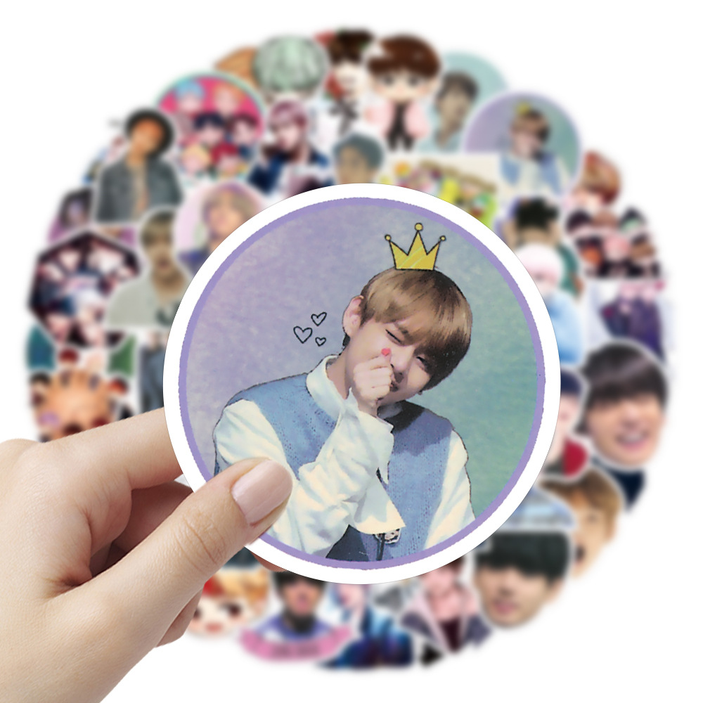 Custom Logo Printing Vinyl Korean BTS ecal Die Cut Laptop Kawaii Cute Anime Bts Cartoon Packaging Decorative Sticker Label