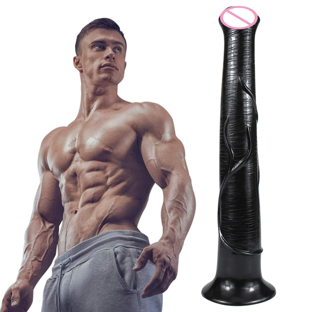 Ninghao coarse plastic giant dildo realistic black thick and big strong PVC dildo huge