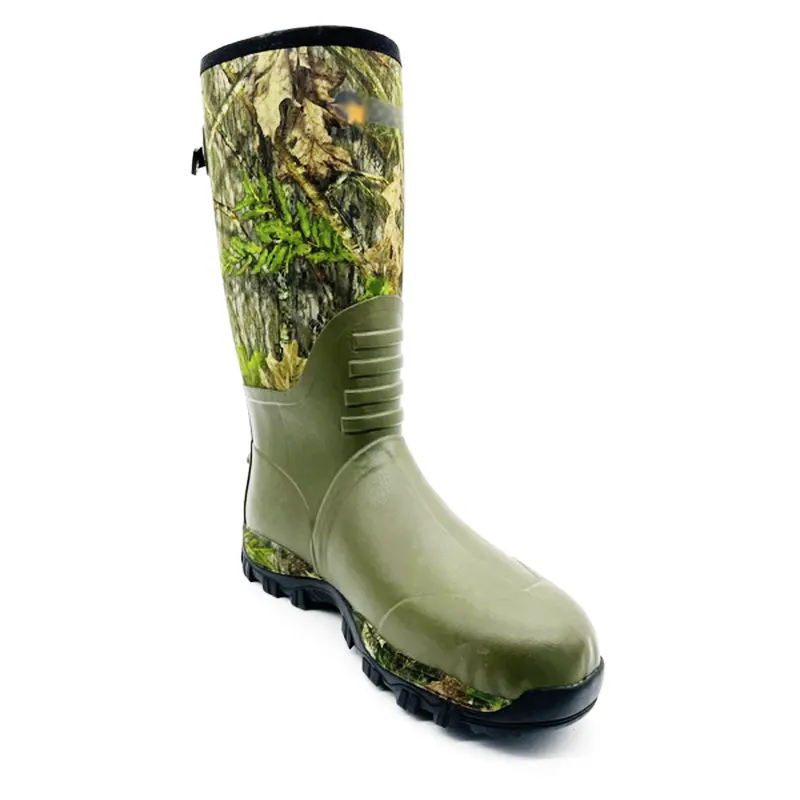 China manufacturer real tree camouflage waterproof rubber insulated neoprene boots men's knee high snake proof hunting boots