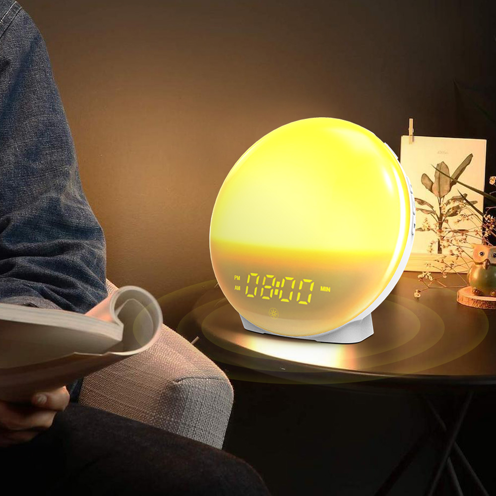 7 Color Changing Night Light Smart Digital Sunrise Wake up Light Alarm Clock FM Radio Speaker for Kids