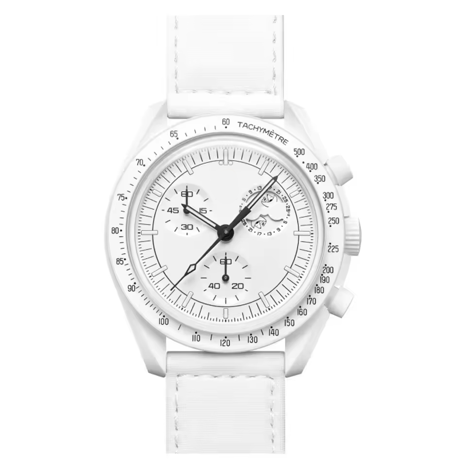 White Planet New Moon Watch for Men Luxury Brand Bioceramic Quartz Watches For Omegaswatchs New sun Fashion watch