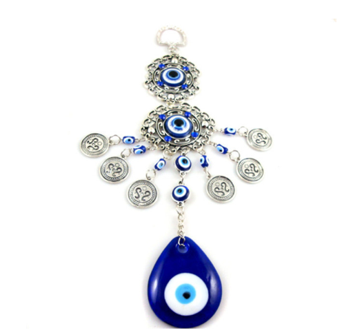 L144 1PC Blue Evil Eye Hand Amulet Wall Protection Hanging Lucky Home Ornament Home Decor Round Water Droplets Furniture