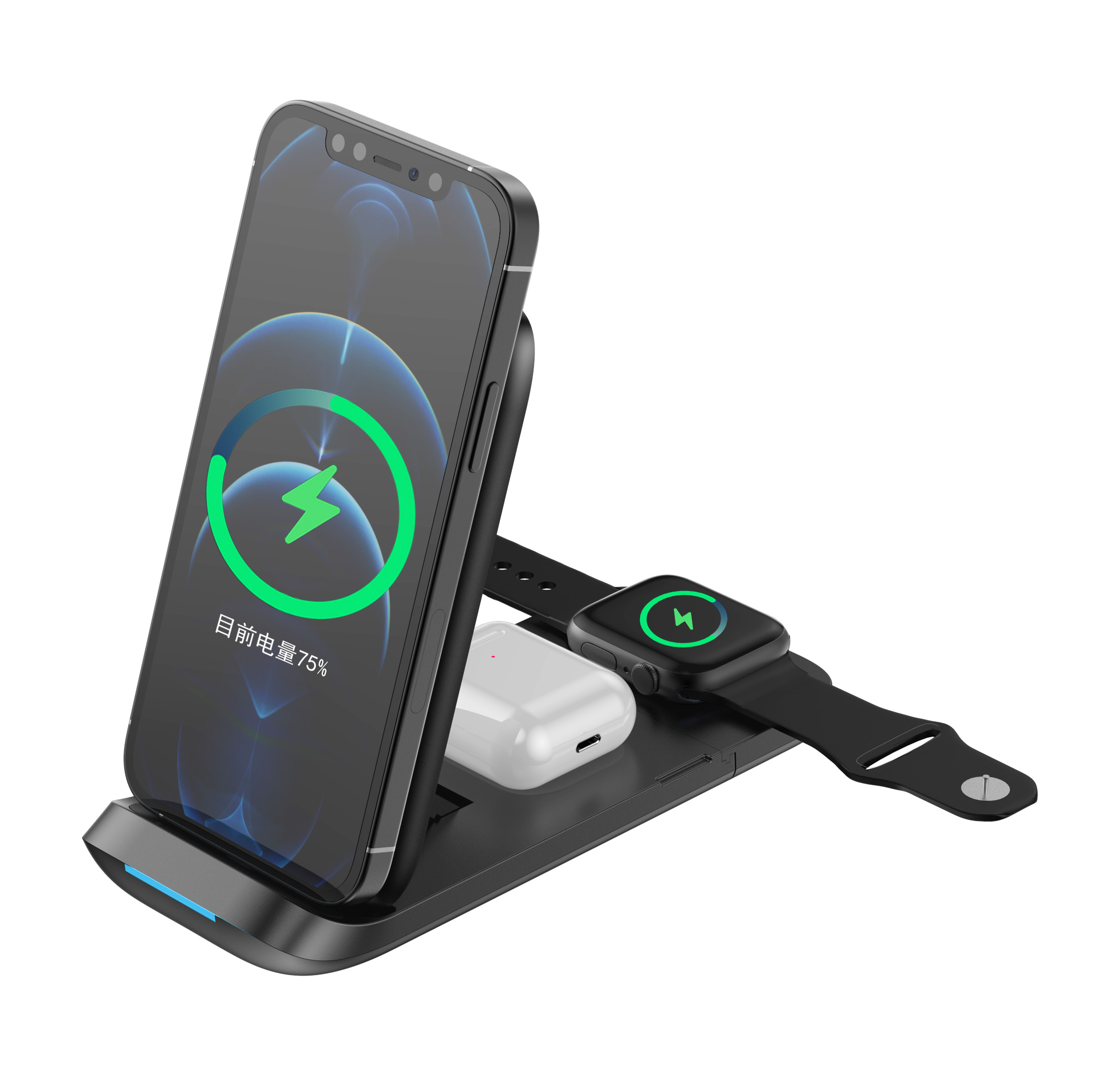 Trending 2021 Wireless Quick Charger Mobile Phone 3 in 1 15w wireless charger