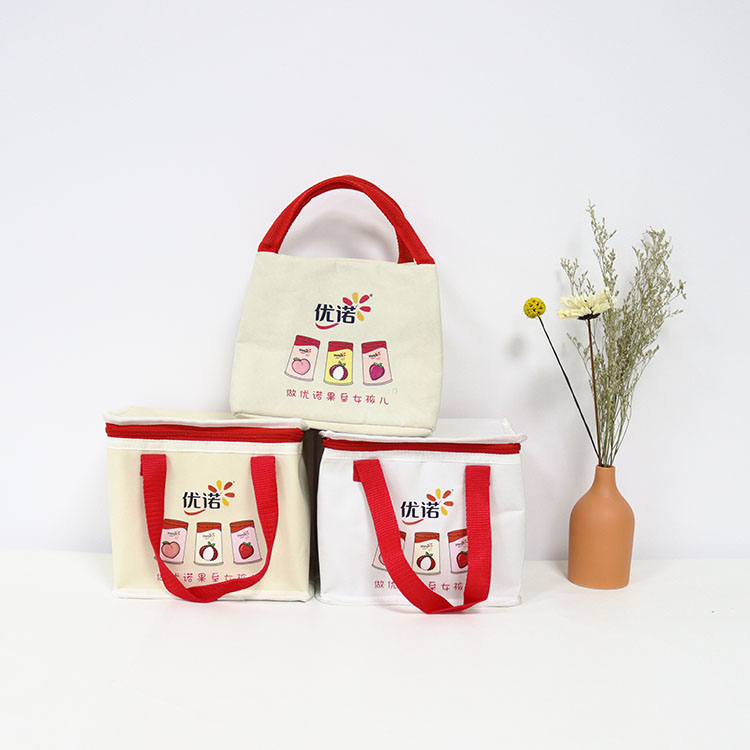 Eco-friendly Customized Logo Natural Color Washable Tote Canvas Cooler Bag Takeaway Thermal Insulation Lunch Cooler Bag