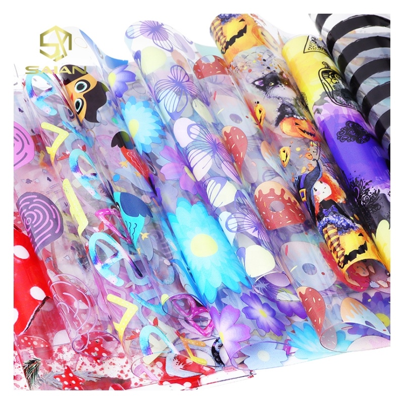 18*53in Custom Design Printed Pattern Waterproof Jelly TPU Fabric Transparent Clear Vinyl Rolls For Making DIY Craft