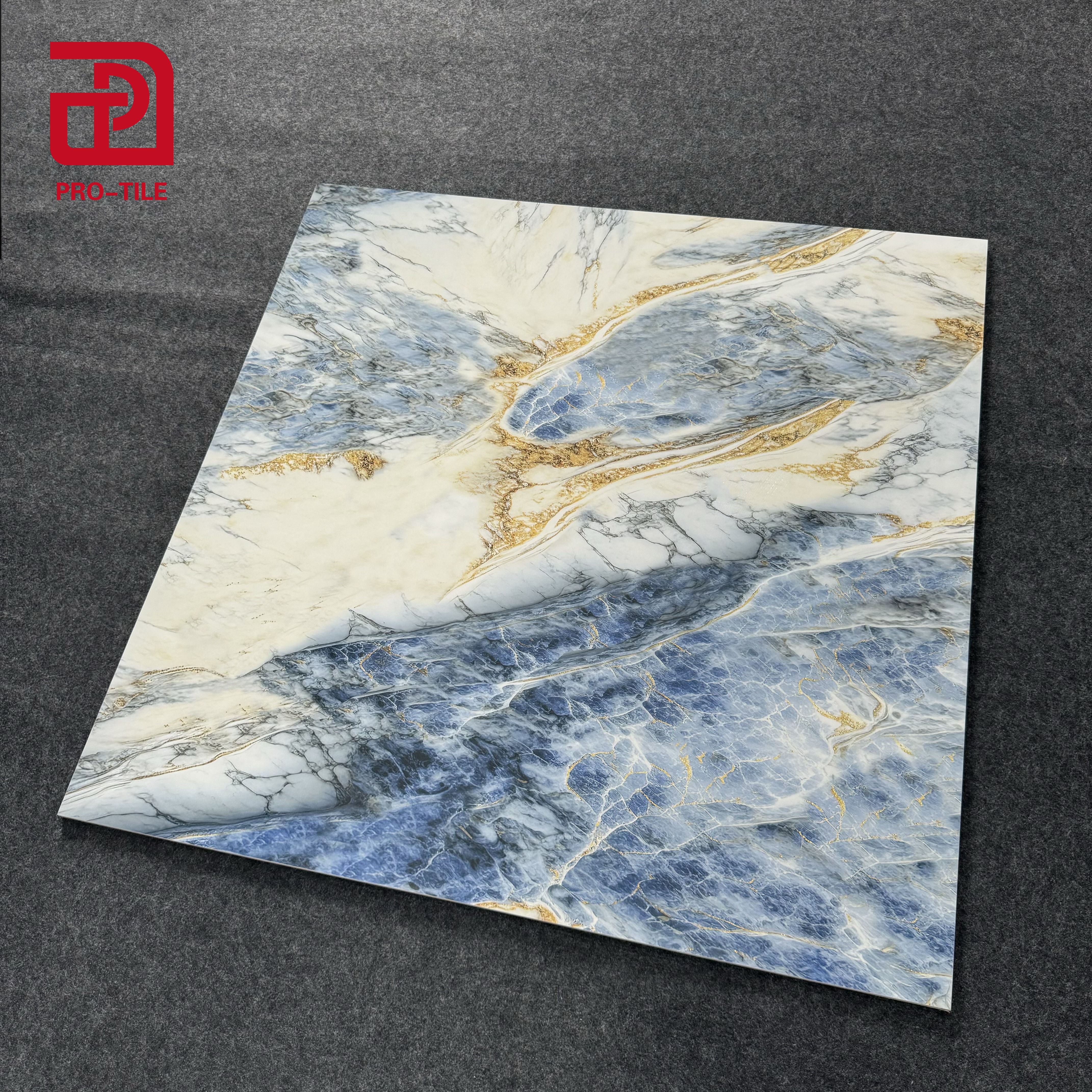 800*800mm blue golden line look marble design porcelain floor tile for homogeneous