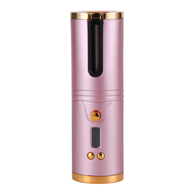 Cordless Automatic USB Rechargeable Curling Iron LCD Display Portable Hair Curler Rotating Curls Waves Style Curling 60 Minutes