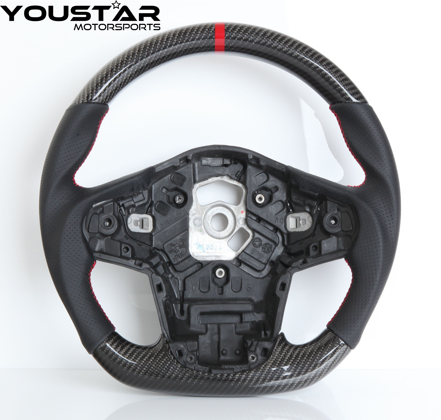 D-type Genuine Carbon Steering Wheel Nappa Leather Red stitching Red Stripe for TOYOTA GR SUPRA A90 A91 SZ SZ-R RZ 2019+