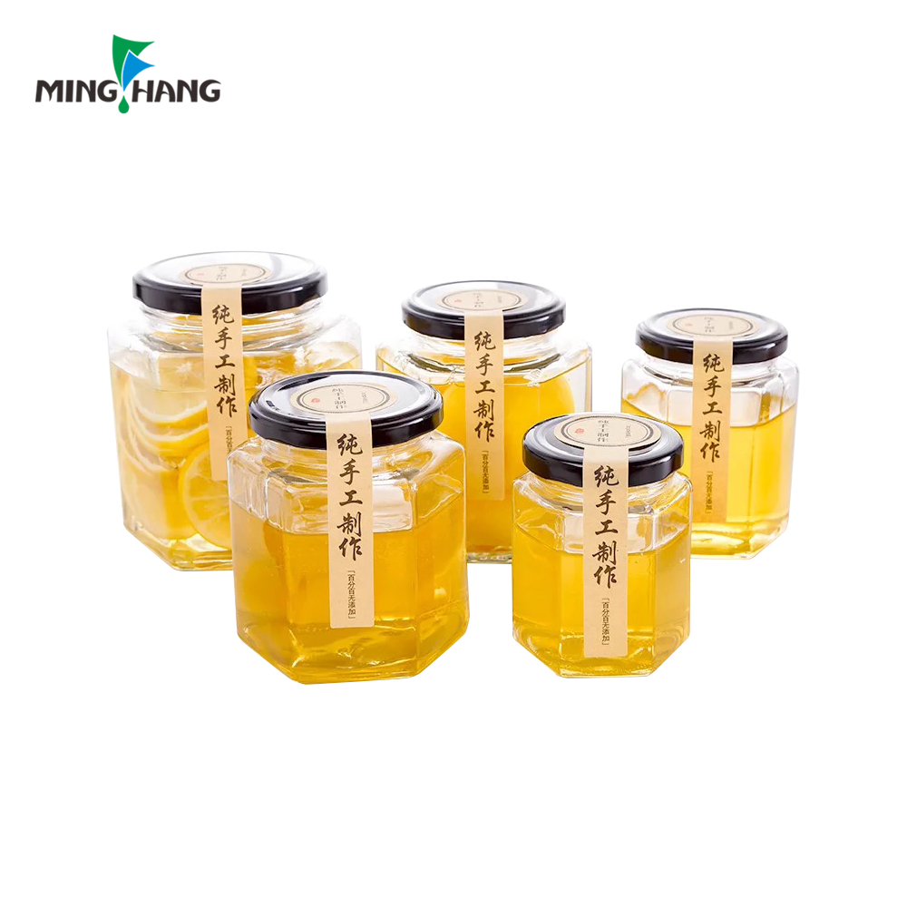 45-730ml Empty Hexagonal Honey Storage Glass Jars With Lid