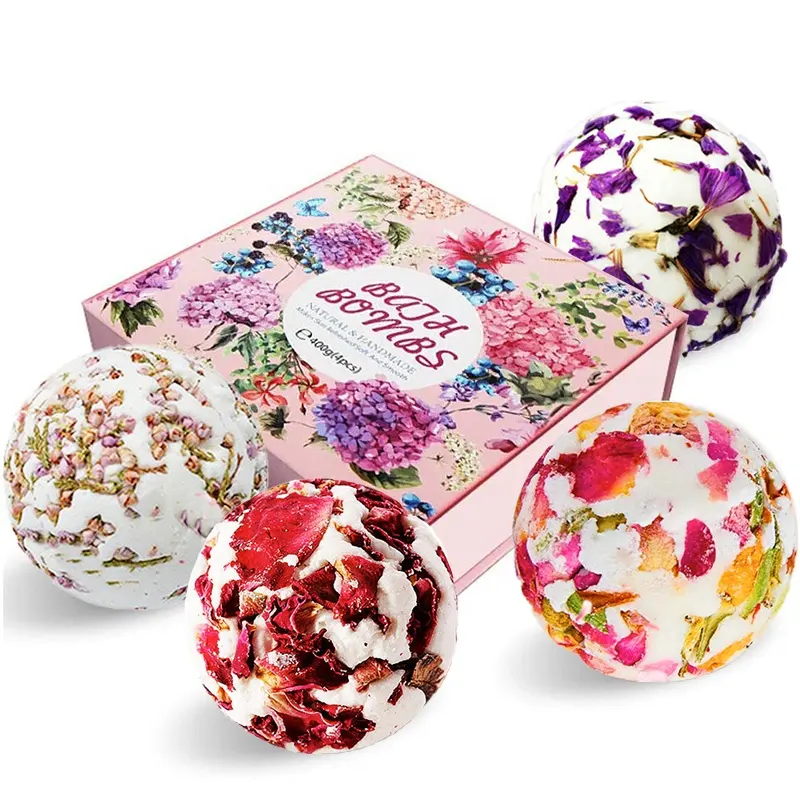 OEM Luxury Gift Set Vegan Natural Cbd Organic Rose Lavender Dried Flowers Petals Bath Bombs