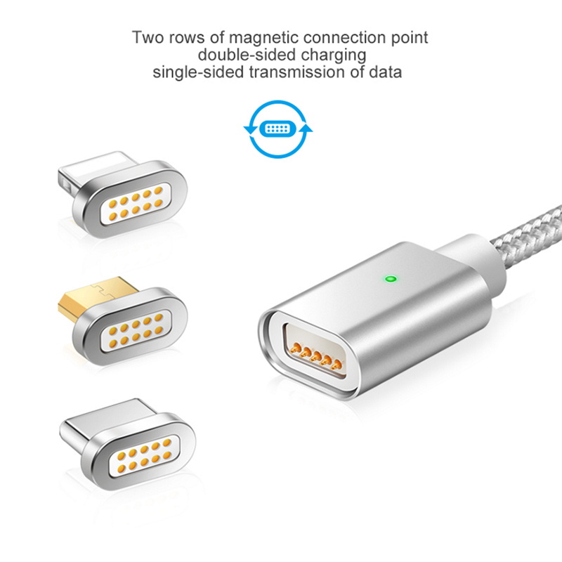 Vnew Многофункциональный 3 в 1 micro Type C 8pin Магнитный usb-кабель для зарядки и передачи данных с позолоченным покрытием для мобильного телефона