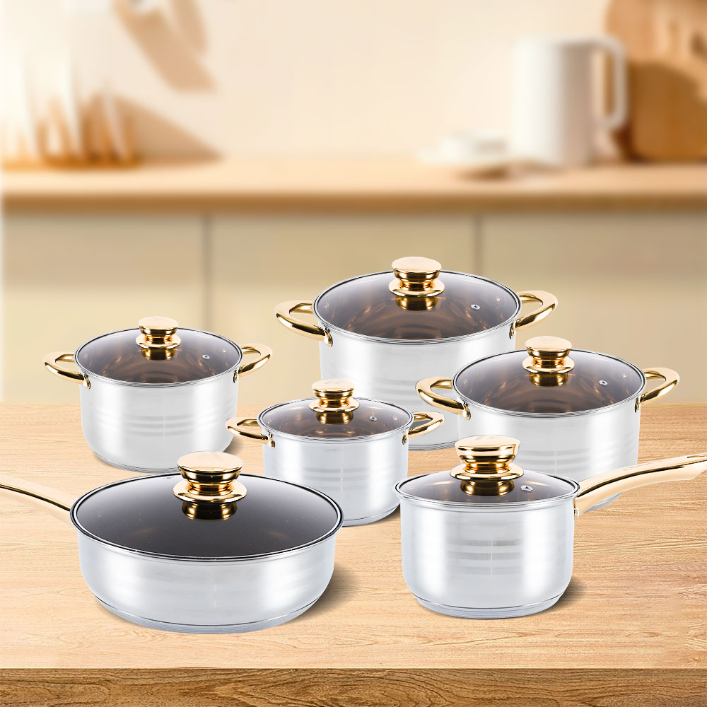 High Quality Customized Logo Silver Cooking Stock Pot Set Pots And Pans Non Stick Cookware Set
