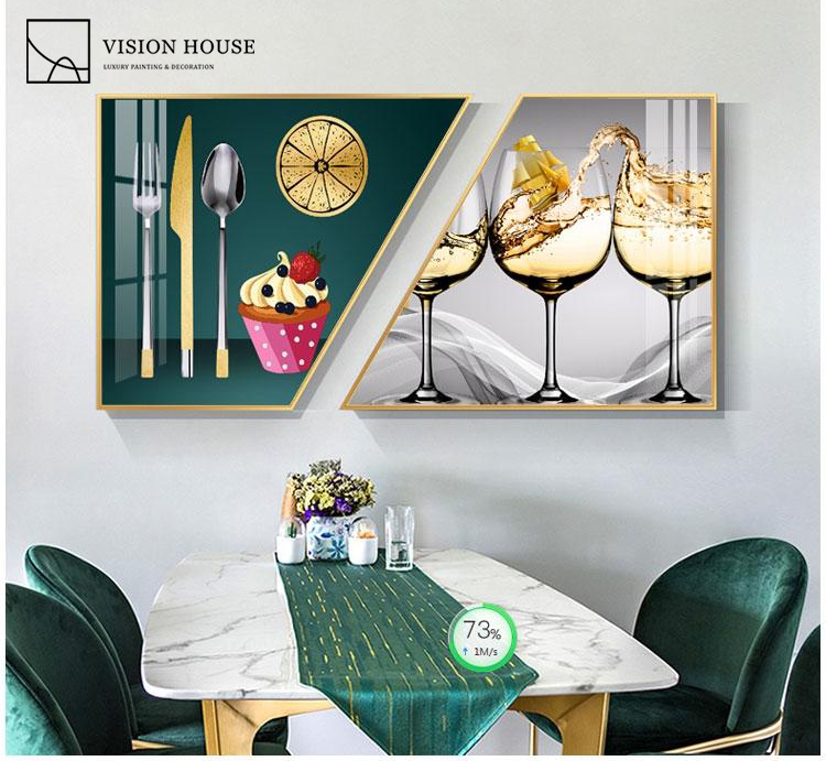 Modern Dinning Room Combination Crystal Porcelain Wall Art Decorative Hotel Restaurant Painting