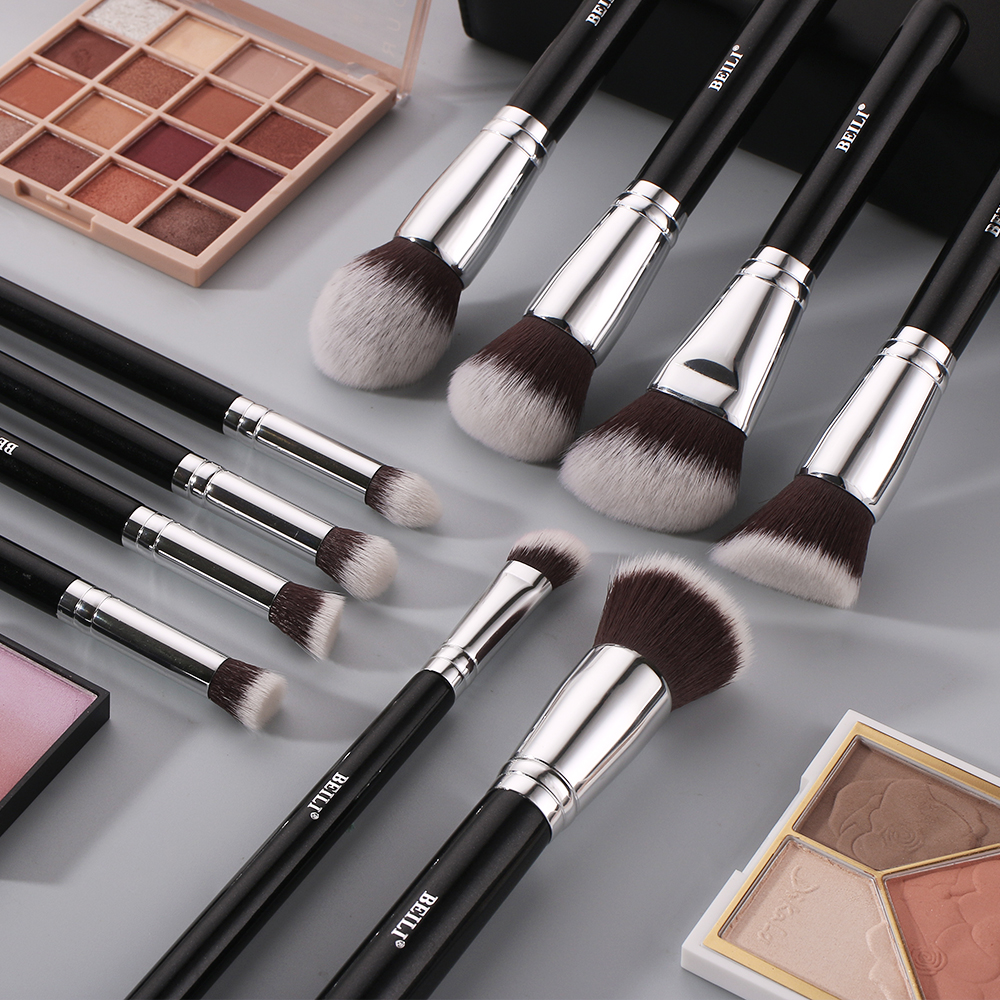 BEILI private label makeup brush set black luxury 10pcs brochas de maquillaje super soft hair wholesale beili brush set makeup