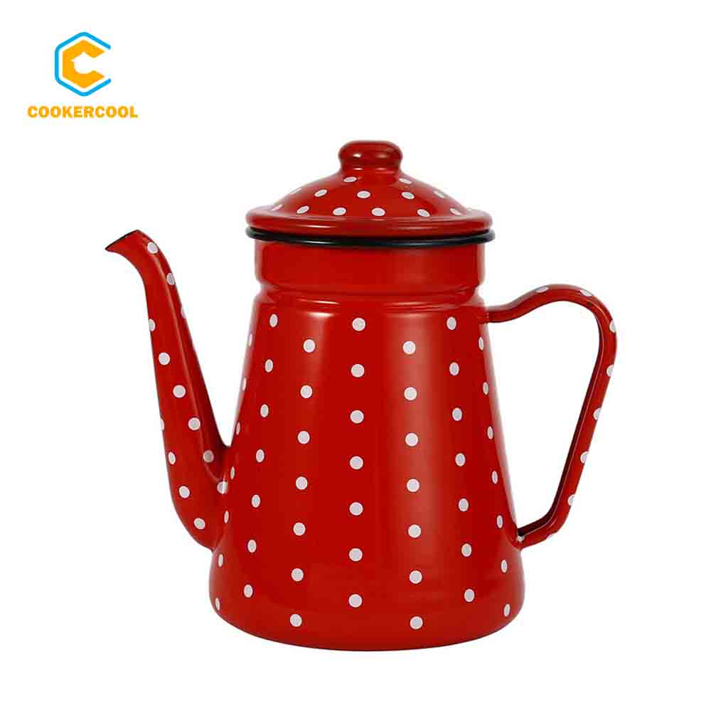 Cookercool Керамический Чайник 1,2 л 1.5L эмаль кофейник масленка чайник с белыми точками