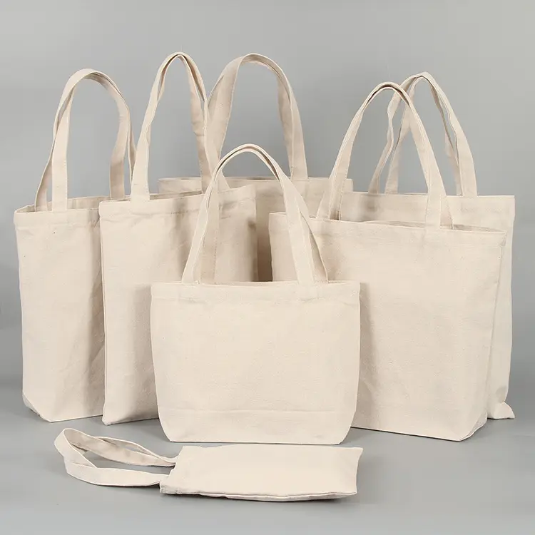Personalized custom printing eco friendly durable canvas cotton tote blank plain shopping bag