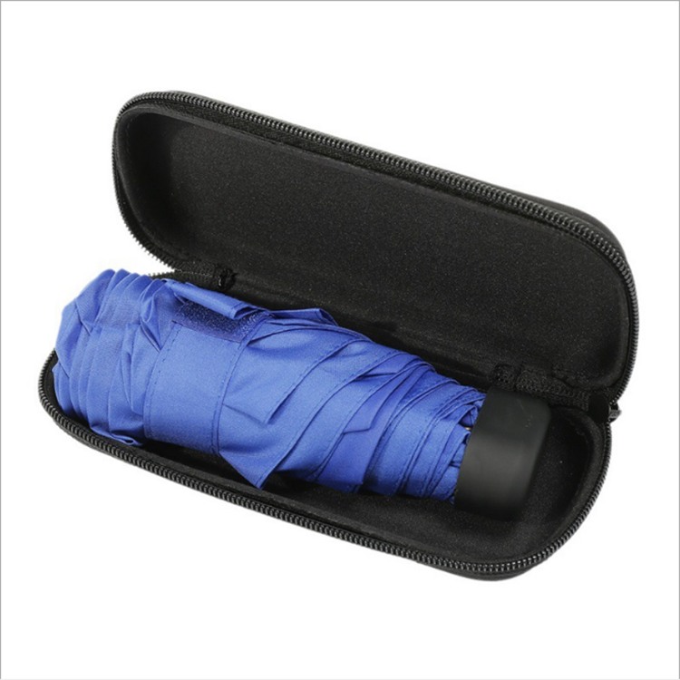 China Umbrella Factory Small Pocket Five Folding Umbrella With EVA Case Umbrella With Logo prints