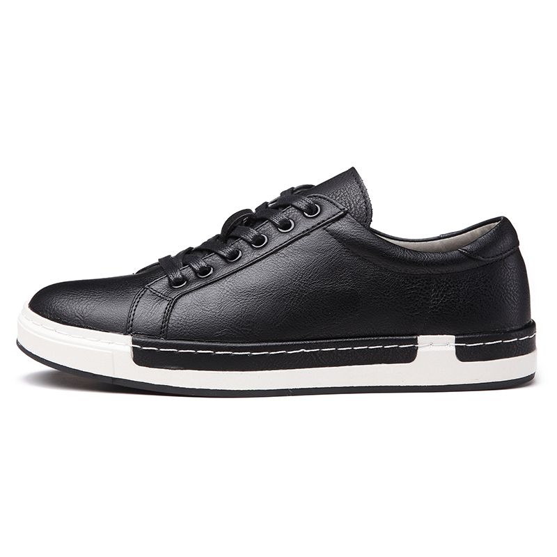 New Casual Shoes Men Fashion Sports Leather Shoes Flat Lace-up Sneakers