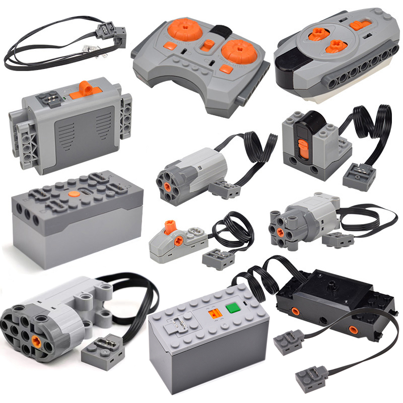 Technic Parts PF Motor Power Function Battery Accessories Train Car Electronic Brick STEM Blocks Educational Toys