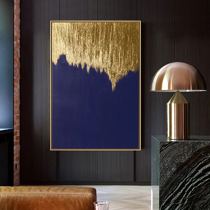 high quality 100% Hand painted Modern golden Art Oil Painting gold leaf foil wall art