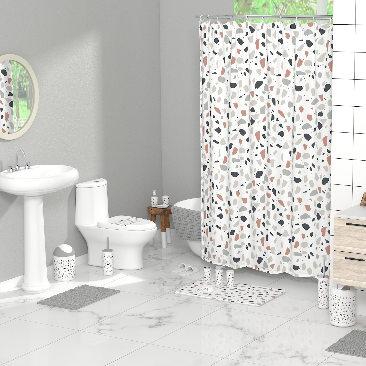 Wholesale Shower Curtain Polyester Shower Curtain Bathroom Curtains Water Proof Fabric 72x72
