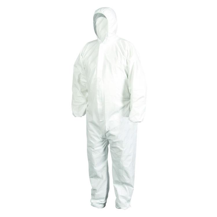 White Cleaning Hooded Polypropylene Nonwoven PP Non Woven SMS Microporous PPE Protection Clothing Disposable Coverall