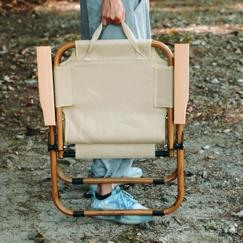 Light Luxury Camping Products Portable Wood Grain Round Tube Aluminum alloy Outdoor Back Kermit Chair