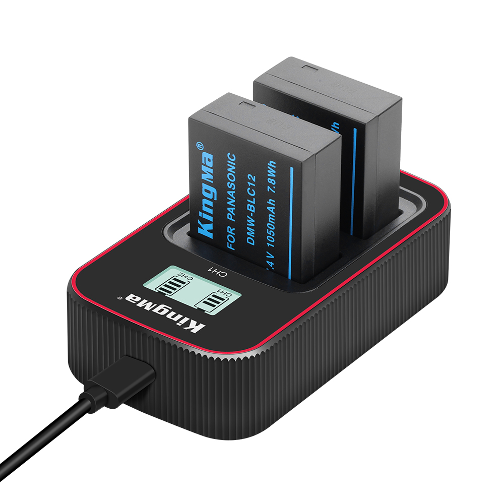 Kingma Replacement DMW-BLC12 Battery ( 2 pack ) And Dual Type-c Charger For Panasonic DMW-GH2 FZ200 DMC-G5 GX8