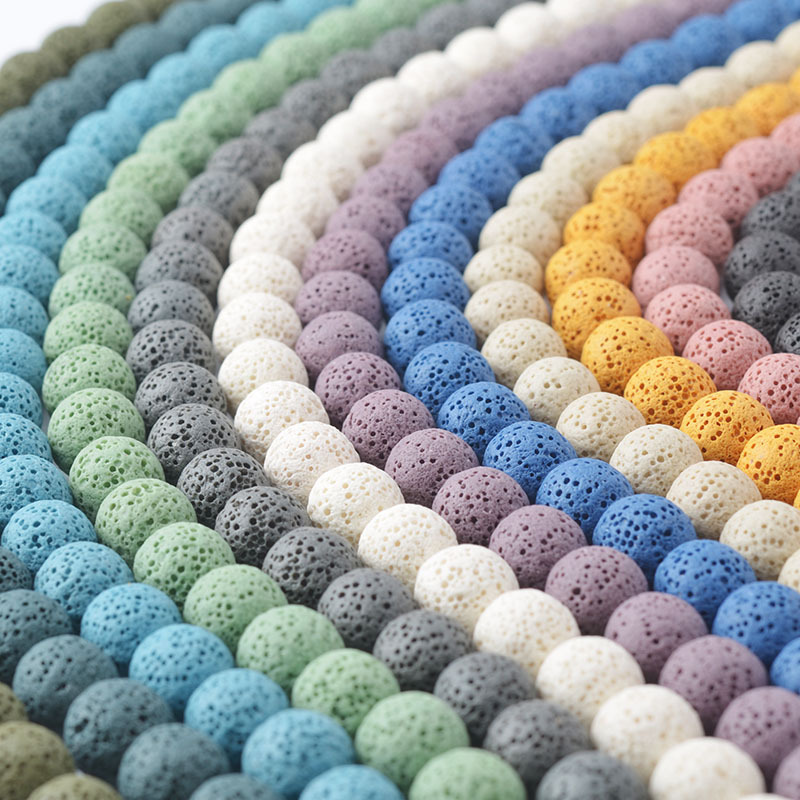 GT Natural Stone Beads Colorful 6/8/10/12/14mm Volcanic Rock Loose Beads for Jewelry Making