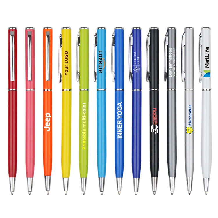 Customized Eco-Friendly Touch Metal Ballpoint Pen Promotional Novelty Banner Pen with Custom Logo Feather Material