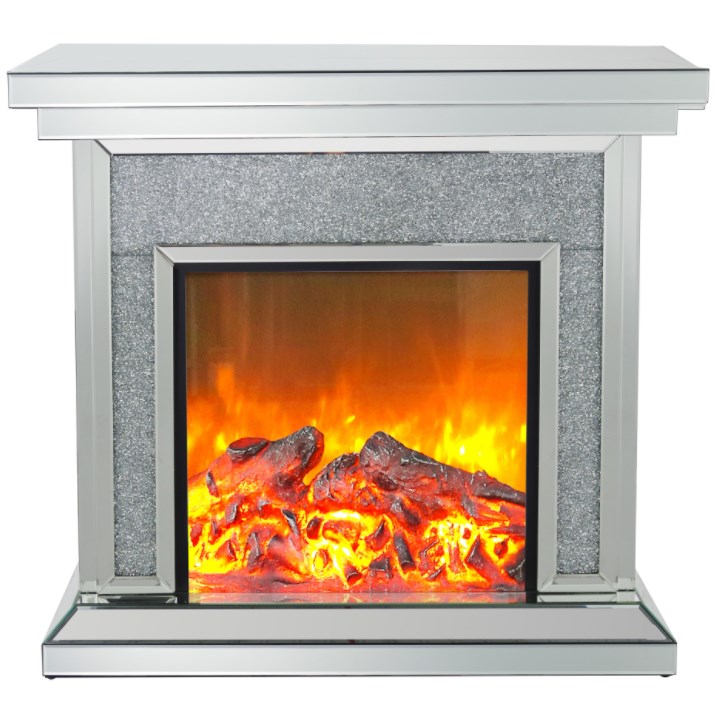 Indoor Home Decor Top Quality Electric Fireplaces Dimmer Flame Mirrored Crushed Diamond Fireplace For Sale