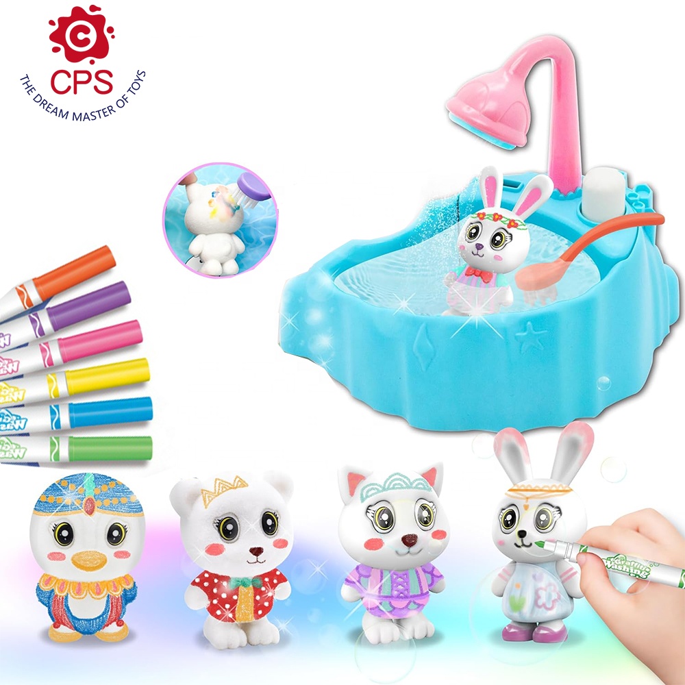 Animal Coloring Bath Paint Your Toy Kit DIY Painting Animal Bath Toy Reusable Coloring Animal Pet Care Toys