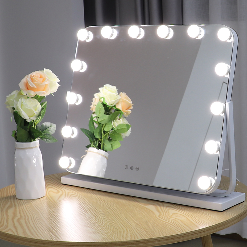 Desktop Frame Artist Makeup Touch Screen Clear Bulbs Hollywood Led Vanity Mirror With Light