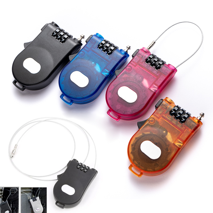 Multifunction retractable digital combination cable lock with 3 digit 90CM adjustable wire for travel luggage bag bicycle helmet