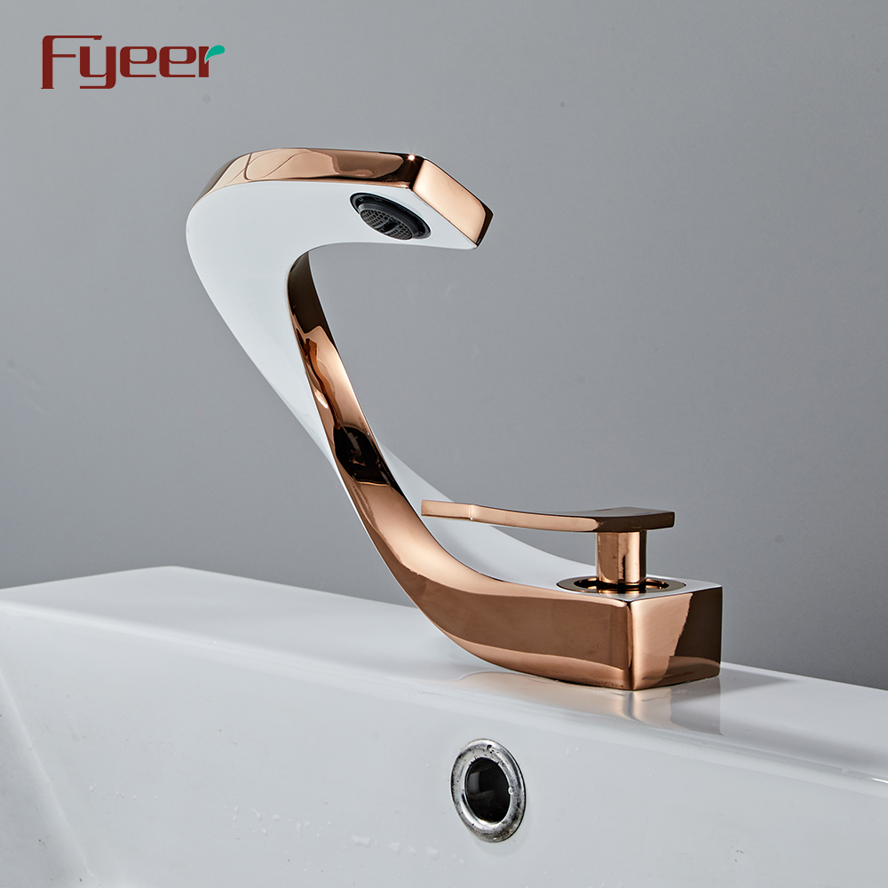 Новый смеситель для ванной комнаты Fyeer, цвет белый и розовое золото