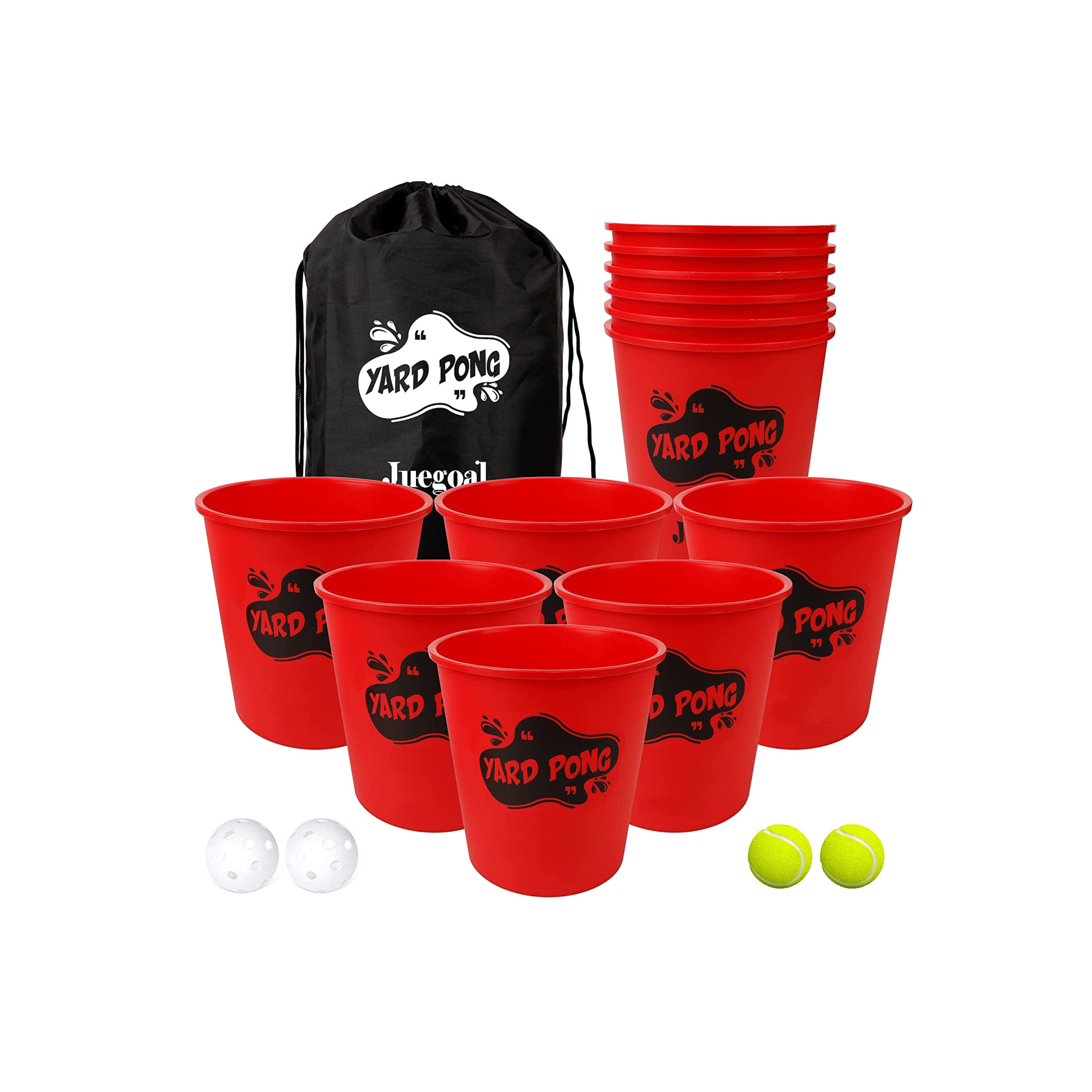 Yard Pong Outdoor Giant Yard Games Pong Game Set with Durable Buckets and Balls,Including 12 Buckets & 4 Balls, Cup Pong Throwi