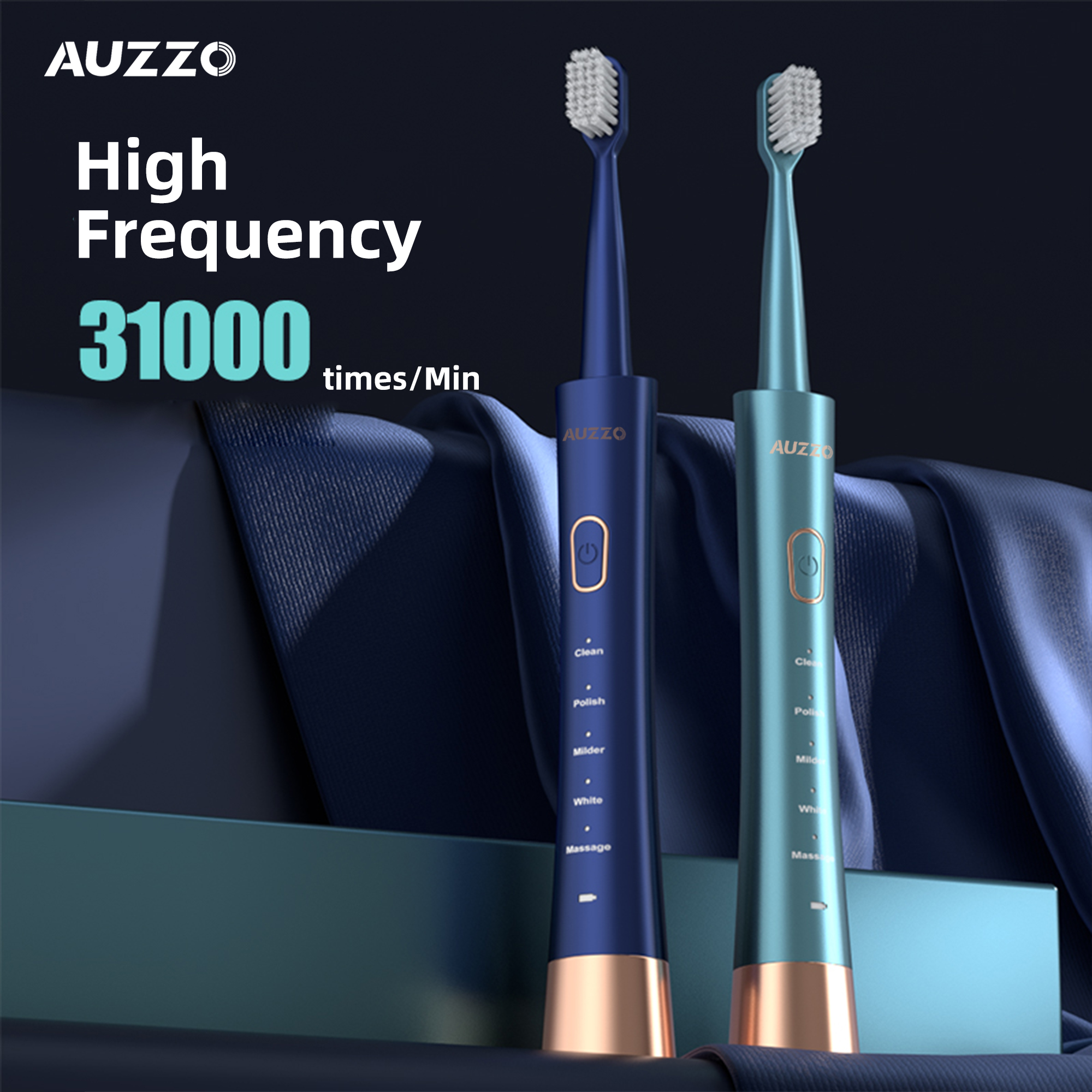 AUZZO Sonic Electric Toothbrush Adult 6 Mode USB Charger Rechargeable Toothbrushes