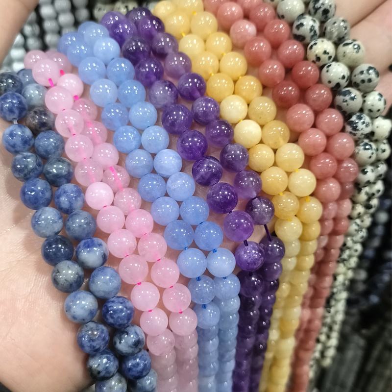 Yiwu wholesale 4-10mm diy round gemstone crystal quartz bracelet other loose beads agate natural stone beads for jewelry making