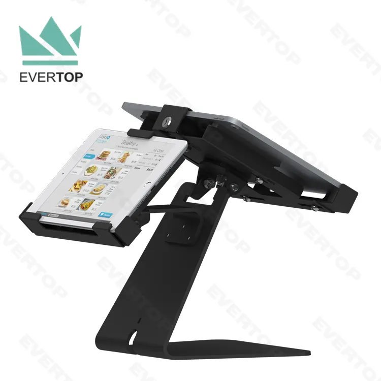 LST15B-E Universal Flip Double Screen Table Tablet Stand for iPad mini Air Pro Android POS 7inch 10inch 11inch Tablet POS Stand