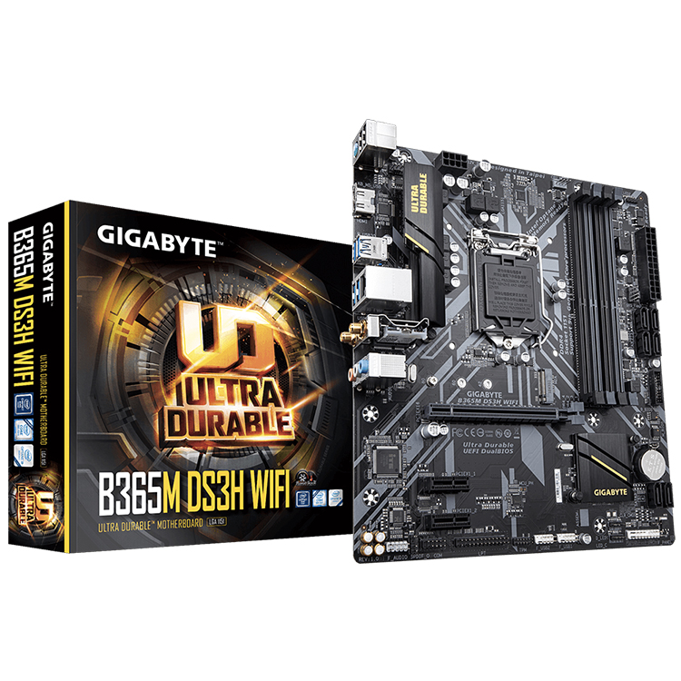Игровая Материнская плата GIGABYTE B365M DS3H WIFI поддерживает процессоры Intel 8th и 9th Gen Core с чипсетом B365 LGA 1151 Socket
