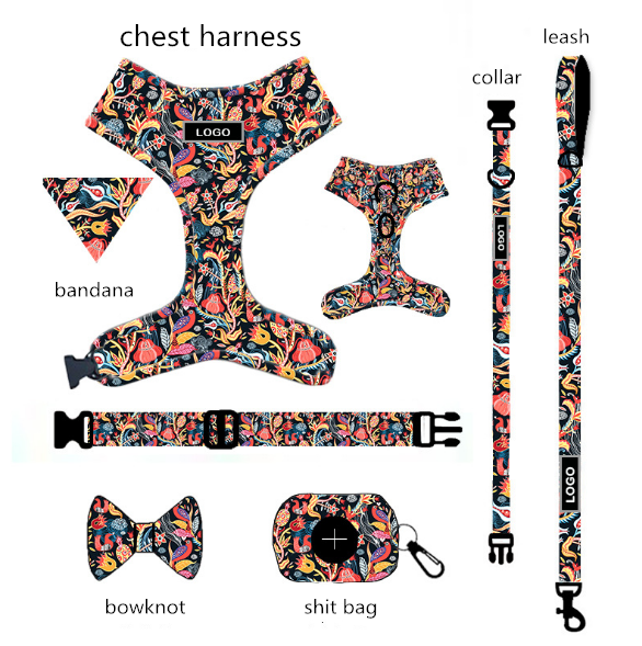 Amazon hot selling best cute dog collar leather dog harness vest designer dog harness set