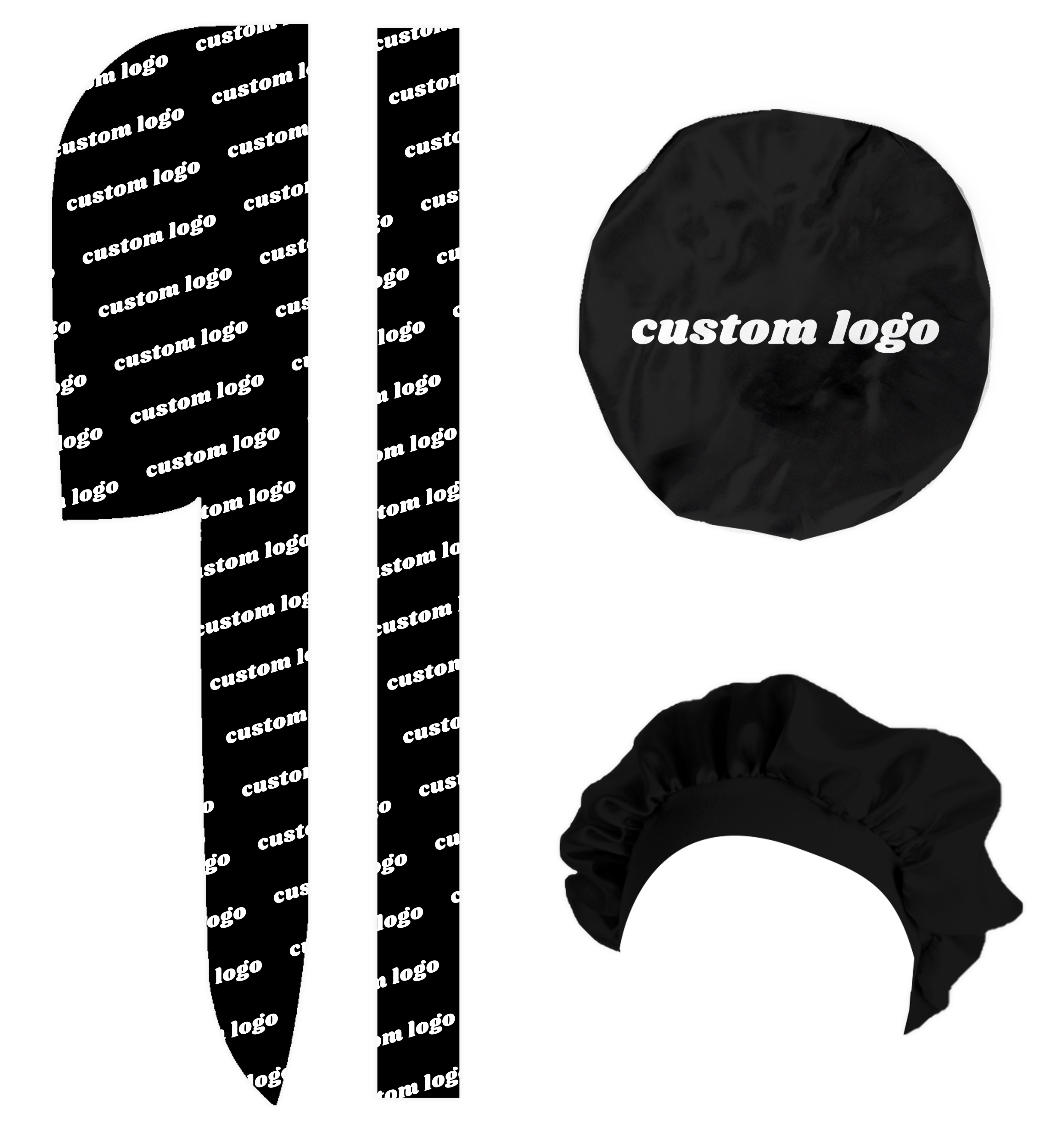 Satin Silk Silky Hair Designer Durag Headband And Bonnet Sets Durags For Man Durag Bonnet Vendor Custom Logo