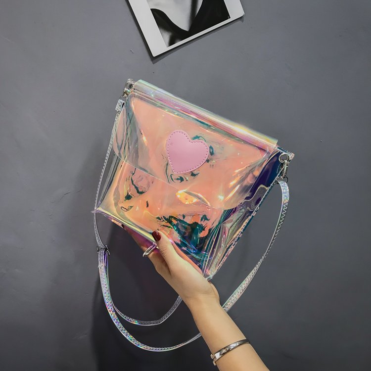 Summer Sweet Female Bag Lovely Small Bag Soft Younger Sister Cross body Bag Original Wind Transparent Laser Small Fresh Jelly Ba