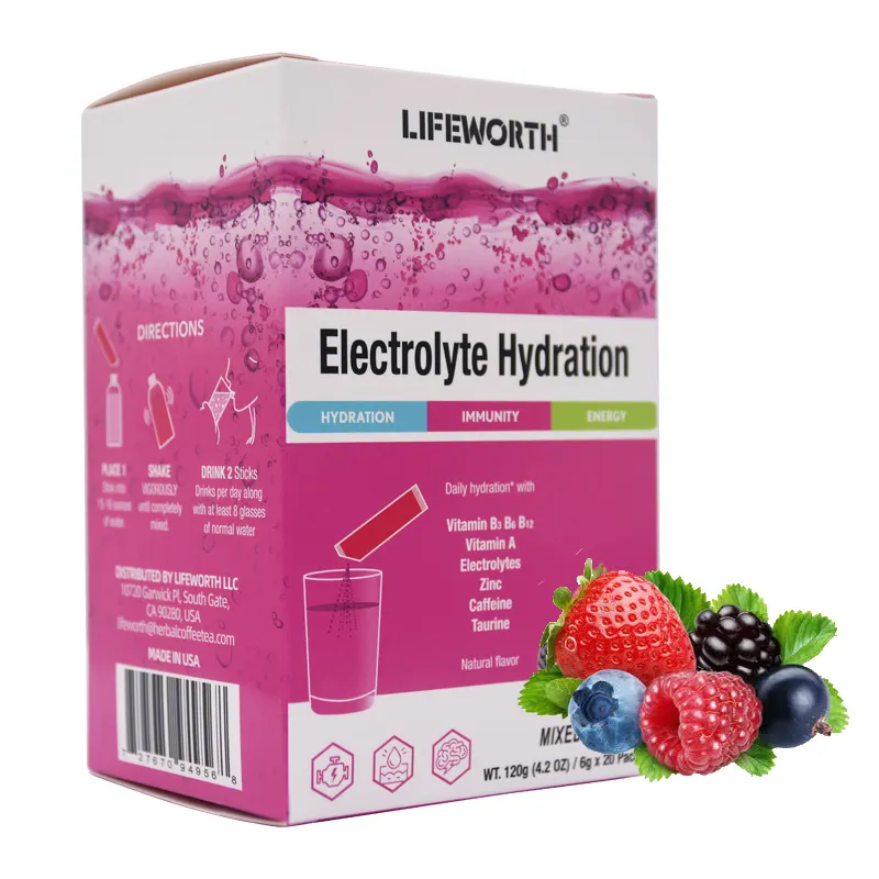 Lifeworth Mixed Berry Flavor Hydration Multiplier Electrolyte Powder for sports men pre workout supplement drink powder