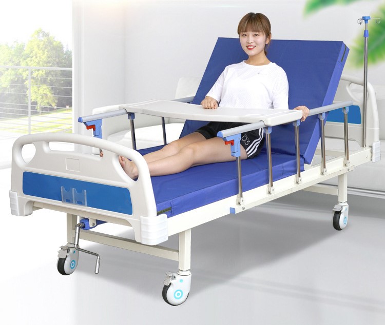 best selling nursing adjustable medical equipment furniture 1 crank manual portable patients hospital bed with wheels