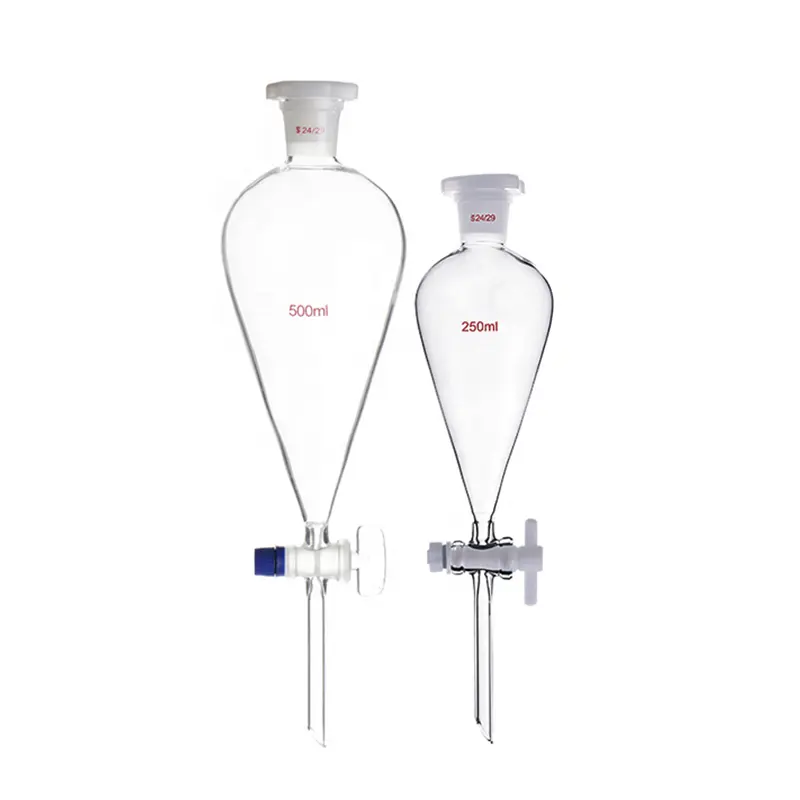 Factory direct sale Pear Shape Glass Separatory Funnel with  stopcock