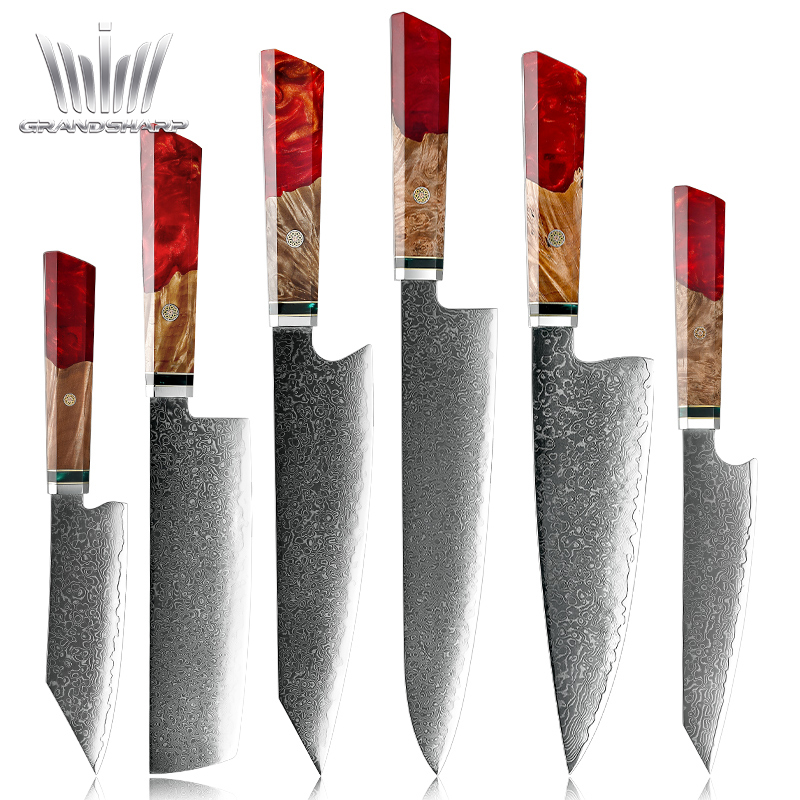 Профессиональные японские ножи шеф-повара Grandsharp vg10 из дамасской стали, универсальные кухонные ножи для лосося, суши, мясника, инструменты для приготовления пищи