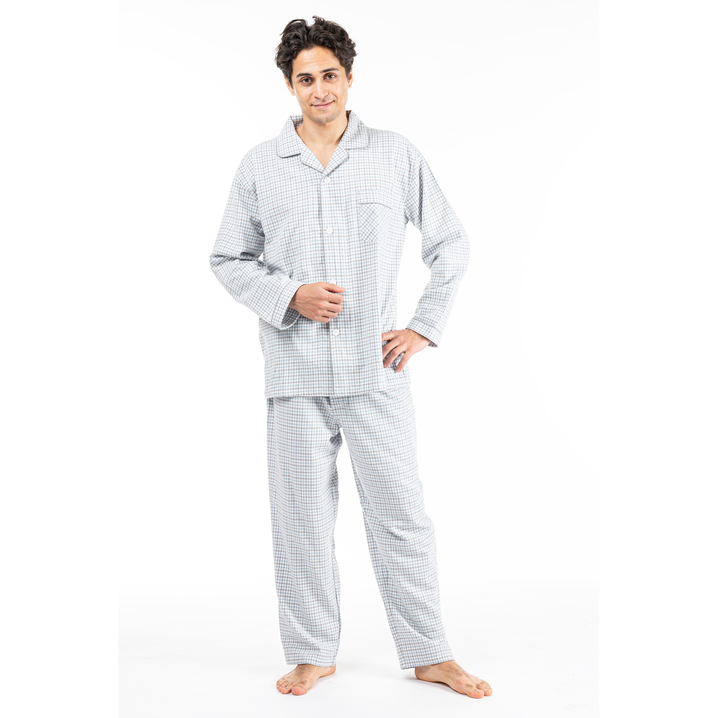 Pajama set plaid cotton Two pieces sleepwear spring and autumn men's nightwear men comfortable