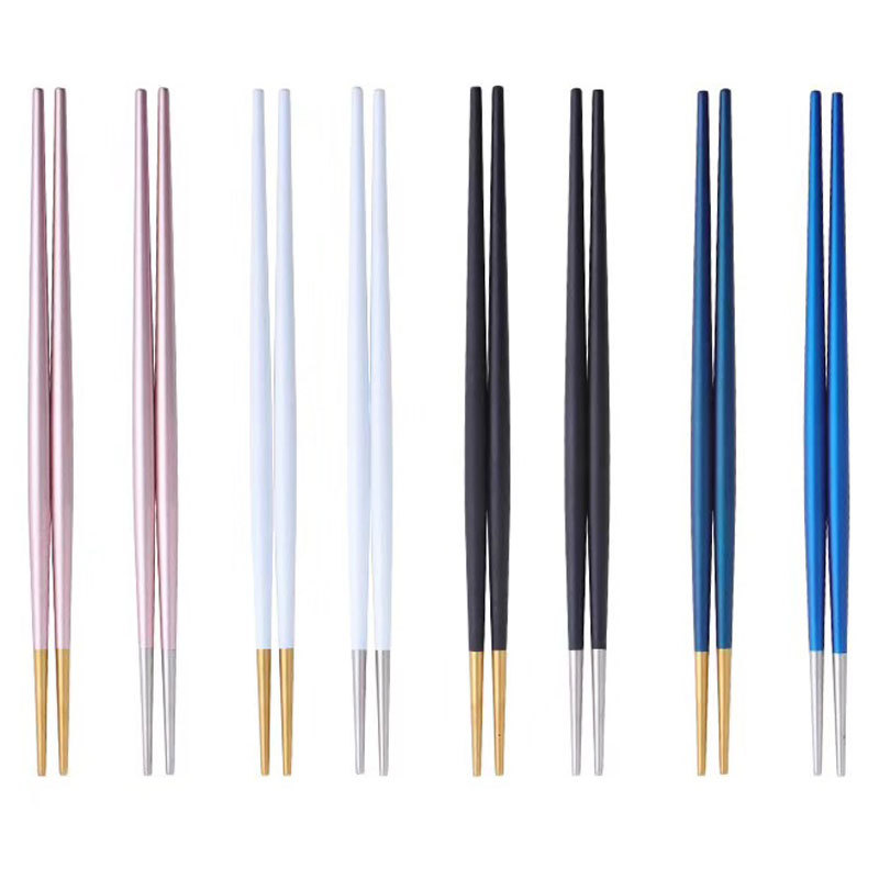 High Quality Japanese Pointed sushi Chopstick Stainless Steel 304 Custom Logo Korean Chopsticks With Chopsticks Rest