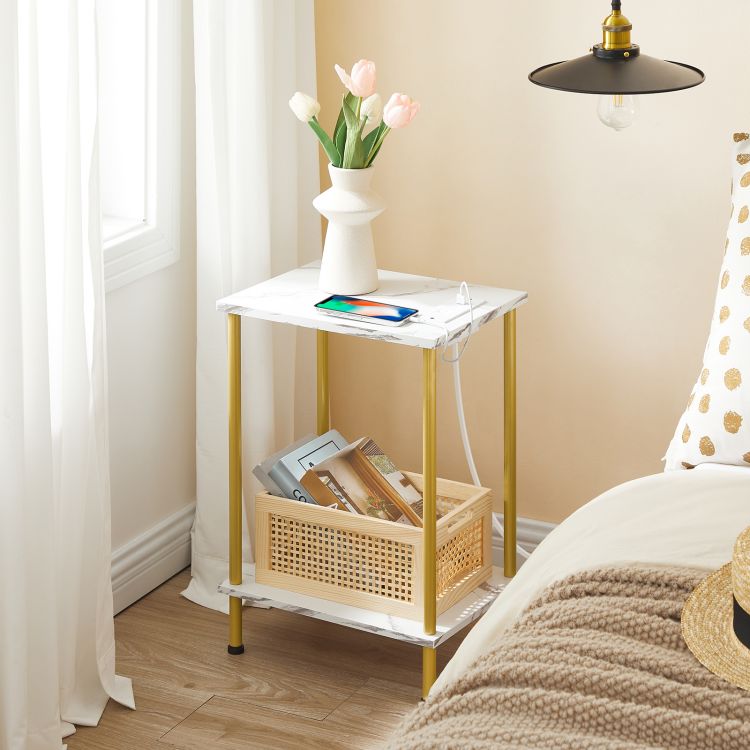 Wholesale Side Table with Charging Station, HOOBRO Brand End Table with Power Outlet, Accent Lamp Table with Socket USB Ports